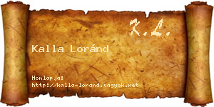 Kalla Loránd névjegykártya